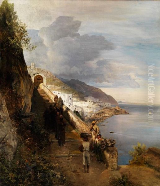 Die Kuste Von Amalfi Mit Der Stiege Zumkapuzinerkloster - view 1
