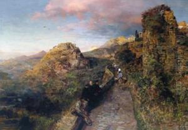 Sonnenuntergang Uber Einem Suditalienischen Bergstadtchen. - view 1
