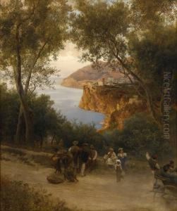 Kustenstrasse Bei Sorrent Oder Capri. by Oswald Achenbach