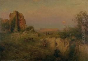 Blick Auf Das Kolosseum Im Abendrot. by Oswald Achenbach