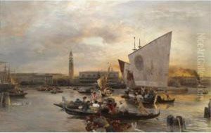 Blick Gen Dogenpalast Und St. Marco (view Of The Doges Palace And St. Mark's) by Oswald Achenbach