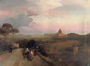 Pilgrims On The Via Cassia, Rome by Oswald Achenbach