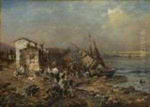 Fischmarkt An Italienischer
Meereskuste. by Oswald Achenbach