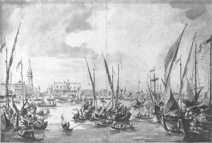 The Molo and the Riva degli Schiavoni from the Bacino di San Marco c. 1760 by Francesco Guardi
