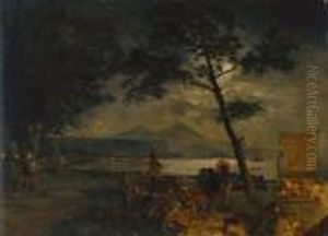 Nachtliche Strassenszene Am Golf Von Neapel by Oswald Achenbach