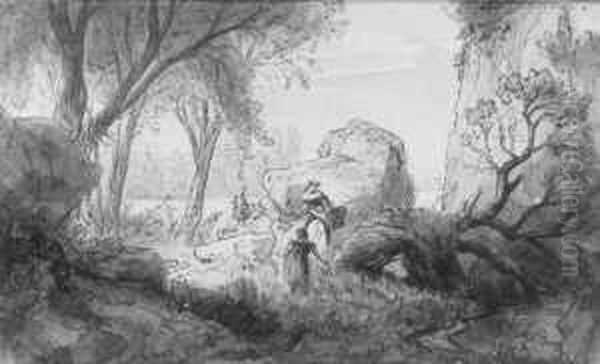 Felsige Landschaft Mit Zwei Frauen. - view 1