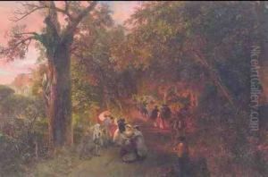 Auf Dem Weg Nach Castel Gandolfo by Oswald Achenbach
