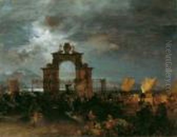 Die Fontana Di S. Lucia In 
Neapel. Signiert Unten Mitte: Osw. Achenbach. Ol Auf Leinwand 
(doubliert). H 77,5; B 100 Cm. Die Fontana Di S. Lucia War Ein Motiv, 
Das Von Achenbach Zumeist In Einer Abend- Oder Nachtstimmung 
Wiedergegeben Wurde (vgl. M - view 1