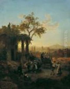 Frohlicher Tanz Vor Der Osteria.
Signiert Und Datiert Unten Links: Osw. Achenbach/1899. Ol Auf Leinwand
(doubliert). H 80; B 64 Cm. by Oswald Achenbach