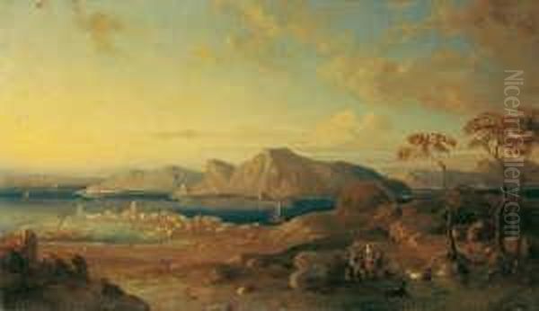 Italienische Kustenlandschaft.
Signiert Und Datiert Unten Links: Osw. Achenbach 18... Ol Auf Leinwand. H
23,7; B 40,5 Cm. - view 1