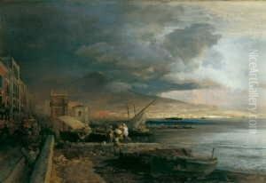 Am Strand Von Neapel. by Oswald Achenbach