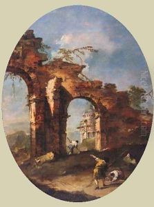 Landscape Capriccio with Figures by Francesco Guardi