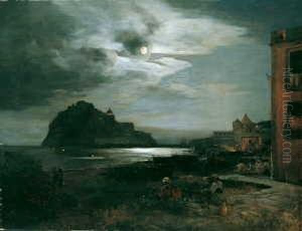 Mondnacht Auf Ischia. Signiert
Und Datiert Unten Links: Osw. Achenbach 88. Ol Auf Leinwand, Auf Holz
Aufgezogen. H 78; B 99 Cm. Provenienz: Ehemals Slg. Babcock Borsig Ag,
Oberhausen; Rheinische Privatsammlung. - view 1