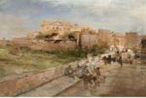 Via Appia Mit Blick Auf Den Lateran In Rom by Oswald Achenbach