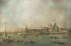 The Entrance to the Grand Canal, Venice, looking towards the Dogana and Santa Maria della Salute from the Riva del Grano, the Giudecca and the Redento by Francesco Guardi
