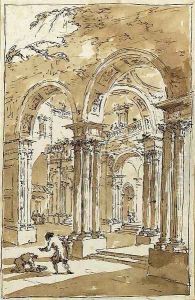 A capriccio with ruined arches by Francesco Guardi
