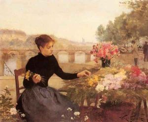 A Parisian Flower Market by Victor-Gabriel Gilbert