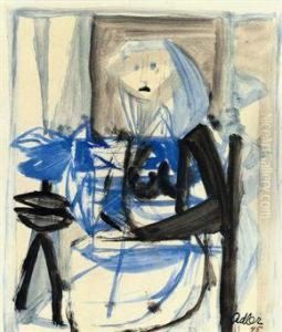 Seated Figure (blue And Black) by Jankel Adler