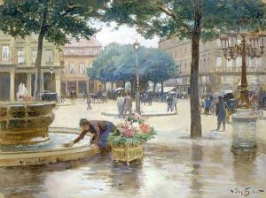 Place du Palais Royal, jour de pluie by Victor-Gabriel Gilbert