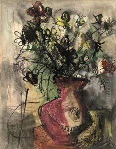 Flowers In A Pink Vase by Jankel Adler