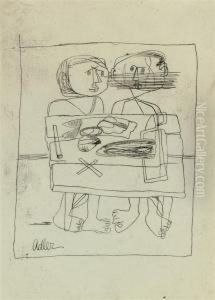 Figures Seated At The Table by Jankel Adler