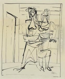 Two Figures In An Interior by Jankel Adler