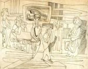 Interior And Figures by Jankel Adler
