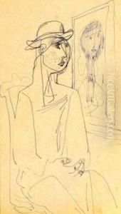 Figure In Front A Mirror by Jankel Adler