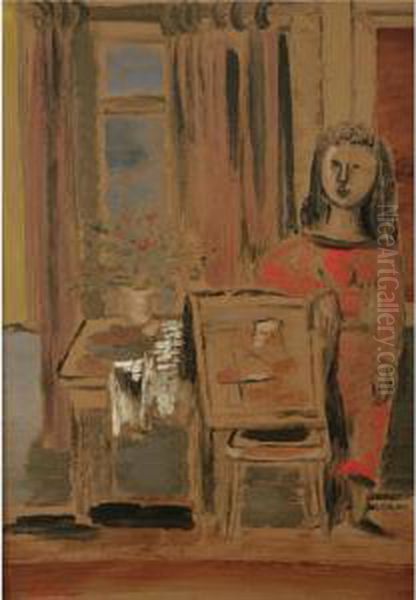 Woman In Interior With Painting - view 1