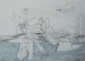 Personnages Et Oiseau by Jankel Adler