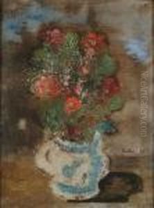 Still Life Of Flowers In A Blue And White Vase by Jankel Adler