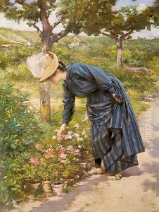 Lady in a Garden by Victor-Gabriel Gilbert