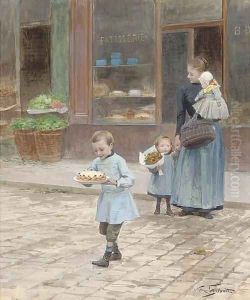 The birthday cake by Victor-Gabriel Gilbert