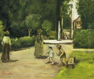 Spielende Kinder Im Park by Lucien Adrion