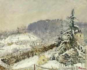 Winter Landcape With Fir Tree