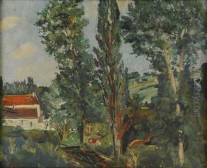 Arbres Et Toits Rouges by Lucien Adrion