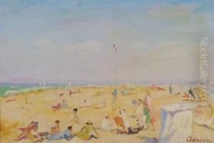 Scene De Plage by Lucien Adrion