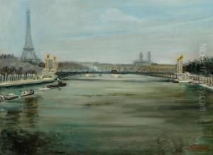La Seine Et La Tour Eiffel by Lucien Adrion