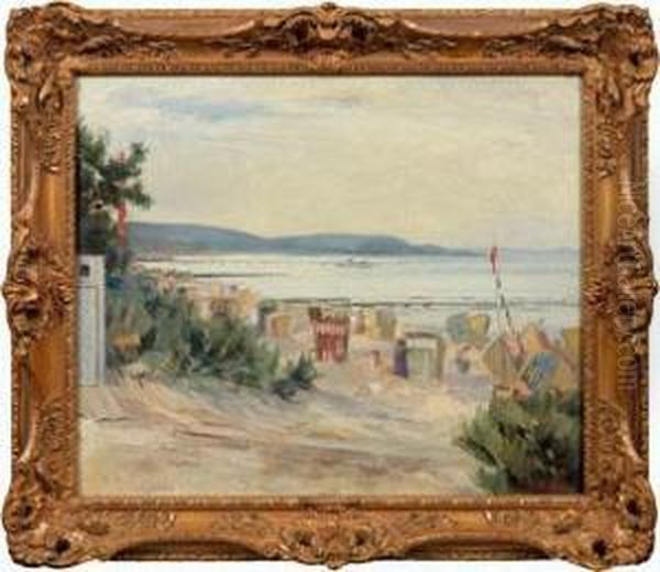 Sommerlicher Badestrand Mit Strandkorben - view 1