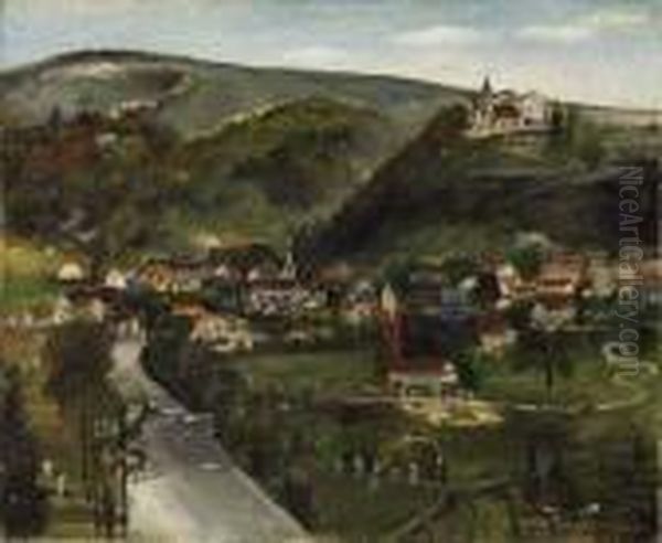 Elsassisches Stadtchen Mit Burgberg An Einem Flus - view 1