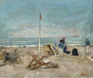 Sur La Place A Deauville by Lucien Adrion
