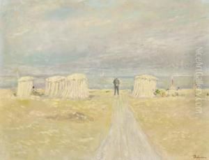 La Plage A Trouville by Lucien Adrion