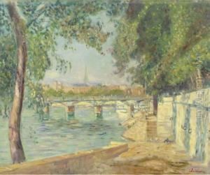 A View On The River Seine, Paris by Lucien Adrion