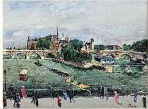 Paris, Le Pont-neuf Et L'ile De La Cite by Lucien Adrion