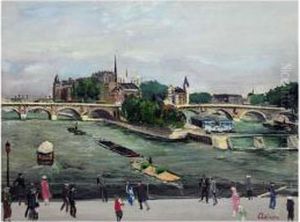 Le Pont Neuf Et L'ile De La Cite, Paris by Lucien Adrion