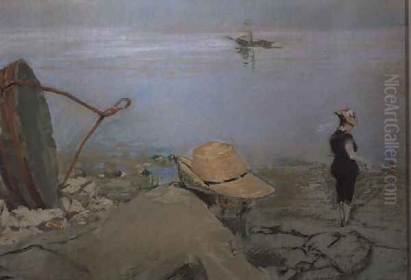 Henri Guerard Relaxing on the Beach - view 1