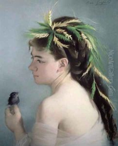 Portrait of a Girl holding a Sparrow by Eva Gonzales