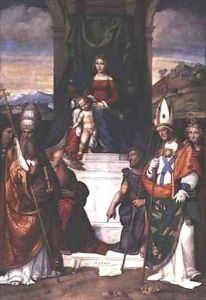 The Virgin Enthroned with Saints Jerome Sylvester and Maurius The Virgin Enthroned with Saints Jerome Sylvester and Maurius