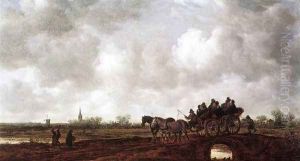 Horse Cart on a Bridge 1648 by Jan van Goyen
