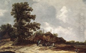 Farmyard with Haystack by Jan van Goyen